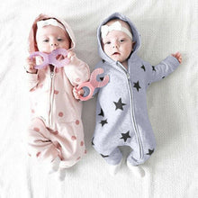 Load image into Gallery viewer, Newborn Infant Baby Girls Boys Stars Print Hooded Zipper Romper Jumpsuit Outfits
