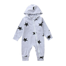 Load image into Gallery viewer, Newborn Infant Baby Girls Boys Stars Print Hooded Zipper Romper Jumpsuit Outfits
